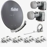 Fuba Sat Anlage 4 Teilnehmer - 2 Satelliten (z.B. Astra/Hotbird) | DAA 780 A Satellitenschüssel 80cm Alu anthrazit (Testergebnis: ausgezeichnet)*