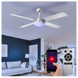 ETC Shop Smart RGB LED Decken Ventilator Raum Lüfter Alexa Google App Kühler im Set inkl. Home Leuchtmittel