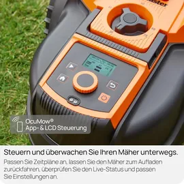 LAWNMASTER Roboter-Rasenmäher mit Kamera-Navigation, App und Ladestation. Auto-Charge. Ohne Begrenzungskabel. LCD-Steuerung. Drop & Mow für mehrere Rasenflächen. Für Rasenflächen bis 500 m2
