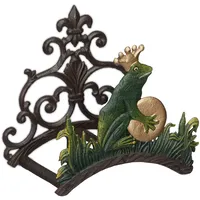 Relaxdays Schlauchhalter, Froschkönig, Gusseisen, antik, Aufhängung für Gartenschlauch, HxBxT: