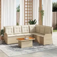 vidaXL 5-tlg. Garten-Lounge-Set mit Kissen Beige Poly Rattan - Beige