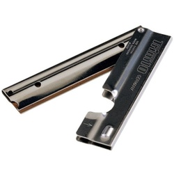 UNGER Trim 1 Glasschaber + 10 Klingen, Schaber ist ideal zum Entfernen von Aufklebern, Farbspritzern etc., 1 Box = 10 Etuis