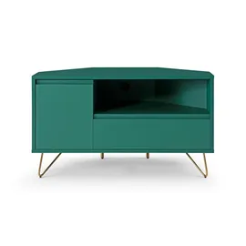 SalesFever Eck TV-Lowboard 100 x 58 x 50 cm Grün/Gold MDF/Metall