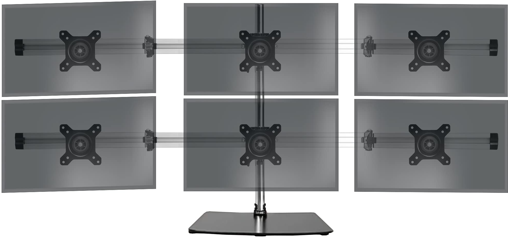 Duronic DM756 Monitorarm-Ständer, freistehend, strapazierfähig, PC-Schreibtischhalterung, höhenverstellbar, für sechs 38,1–61 cm große LED-LCD-Bildschirme, VESA 75/100, 8 kg Kapazität, neigbar und