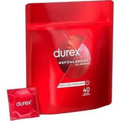 durex Kondome Durex Gefühlsecht Classic Kondome, reguläre Passform (40 Stück)