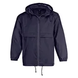 FRIESEN Friesennerz Regenjacke Unisex Windbreaker "Moin von 8ern!" - Leichte Windjacke Fahrradjacke Jacke verstaubar in Seitentasche mit doppeltem Zip und Hüftgürtel blau 3XL