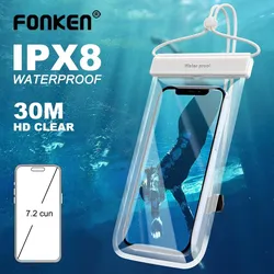 Fonken wasserdichte Handyhülle, IPX8, universelle Tauch- und Schwimmhülle, Trockentasche, Unterwasserschutzhülle für max. 7,2 Zoll