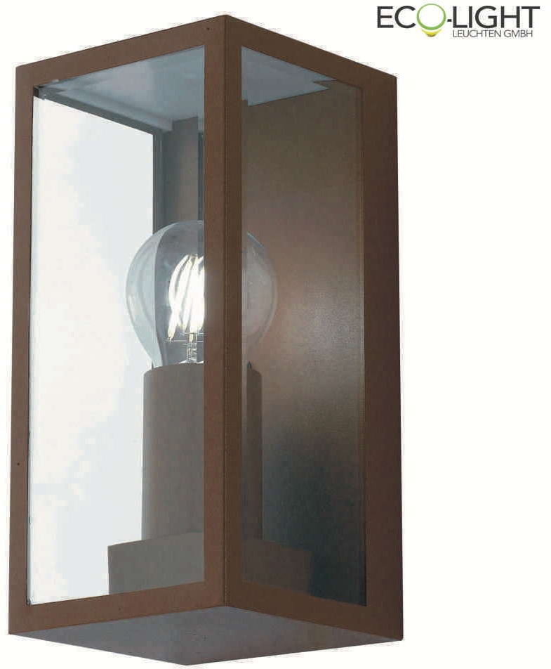 ECO-Light Wandleuchte MONDRIAN, Laternenstil, mit Glasdiffusor, exkl. 1xE27, max. 60W, IP44, Metall, bronze ECO-I-MONDRIAN-AP-BRO