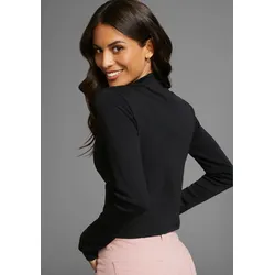 Langarmshirt LAURA SCOTT "CIRCULAR COLLECTION", Damen, Gr. 44/46, schwarz, Jersey, Obermaterial: 100% Baumwolle, clean, unifarben, Basic, figurbetont, Langarm, Shirts, in modischer Kurzform