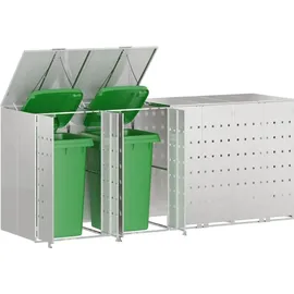 vidaXL Wagenmüllbehälter 272 x 77,5 x 115,5 cm silber