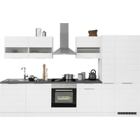 Kochstation Küche »KS-Luhe«, 330 cm breit, wahlweise mit oder ohne E-Geräten, gefräste MDF-Fronten, weiß