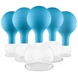 PULOX Schröpfgläser Set aus Echtglas 5 Stück. diverse Größen Blau