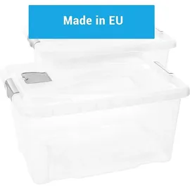 Centi 2er Set Aufbewahrungsbox mit Deckel Groß, 60L, 61cm x 45cm x 30cm