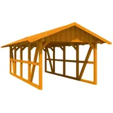 SKANHOLZ Skan Holz Carport Schwarzwald mit Dachschalung 424 x 772 cm Eiche