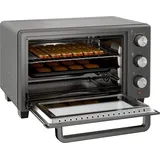 Minibackofen, 21 L Toasterofen mit 1 Drahtgestell und 1 Backblech, 3 Kochmodi, 100 °C-230 °C, Edelstahl, Glas, Grau