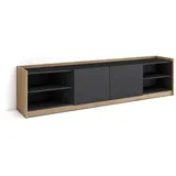 SKRAUT HOME Lowboard 207x37x50 cm Schwarz Eiche Holzwerkstoff