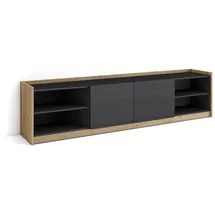 SKRAUT HOME Lowboard 207x37x50 cm Schwarz Eiche Holzwerkstoff
