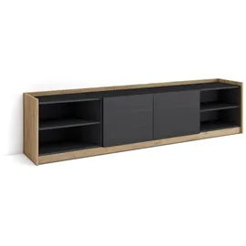 SKRAUT HOME Lowboard 207x37x50 cm Schwarz Eiche Holzwerkstoff