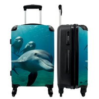 NoBoringSuitcases.com® Koffer Kinder Rollkoffer Reisekoffe Hartschalenkoffer Groß Geschenke - Dolphin - Wasser - Blau - Tier - 67x43x25cm