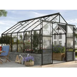 Vitavia Cassandra 9900 Alu schwarz ESG 3 mm 9,9 m² inkl. Sockelmauer anthrazit