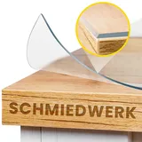 SCHMIEDWERK Tischschutz transparent nach Maß in 2mm mit Wohlfühlkante - glasklare Folie - Schutzfolie für Möbel - Tischfolie Made in Germany - Tischschutzmatte (65x90cm)