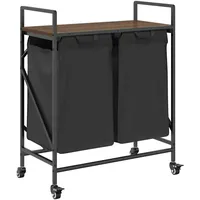 VidaXL Wäschekorb 2 Fächer mit Rädern Braune Eiche