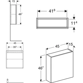 Geberit Hängeschrank 45x46,7x15cm, qu., 1 Tür, 502319JR1