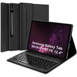 SENGBIRCH Tastatur Samsung Tab S9 Plus mit Hülle für S8+/S7+/S7FE 12,4 Zoll, Schutzhülle Samsung Galaxy Tab S9 Plus mit Tablet-Tastatur, Bluetooth-Tastatur, italienisches magnetisches Layout,