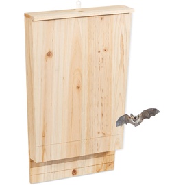 Relaxdays Fledermauskasten XL, großer Unterschlupf für Fledermäuse, aus unbehandeltem Holz, HxBxT: 55x35x7,5 cm, natur