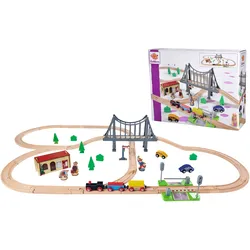 Spielzeug-Eisenbahn EICHHORN "Bahnset mit Brücke" Spielzeugfahrzeuge bunt Kinder Ab 3-5 Jahren FSC- schützt Wald - weltweit