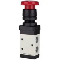 Riegler 3/2-Wegeventil, manuell »M3«, Pilztaster, Notrastung, NC, G 1/8