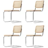 Thonet - S 32 V Stuhl, Chrom / Buche natur (TP 17) / Rohrgeflecht mit Kunststoffstützgewebe (4er-Set)