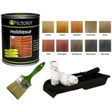 Pictolor Holzlasur 0,75 Liter Teak + Lasurpinsel 70mm + Walzenset