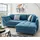 luma-home Ecksofa mit Schlaffunktion und Bettkasten 250x190 cm, Wellenfedern, Ottomane rechts, Mikrofaser Blau, / 17101