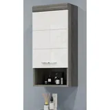 inn.furn Hängeschrank Weiß Hochglanz Grau 37 x 79 cm Shawn