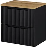 [en.casa] Waschtischunterschrank Skelbolu 60x60x40 cm Schwarz/Eiche