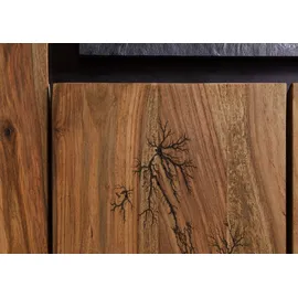 MASSIVMOEBEL24.DE Vitrine Sheesham 100x40x190 natur unbehandelt LICHTENBERG #106