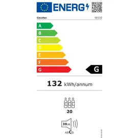 Cecotec Getränkekühlschrank - 24 Flaschen Bolero GrandSommelier 2050 Black Compressor. Einstellbare Temperatur von 5-18°C, Hohe Leistung, Leiser Betrieb und vibrationsfrei.