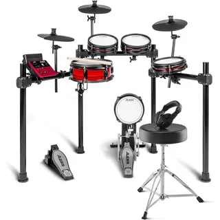 Alesis Nitro Pro und Drum Essentials Bundle - Elektronische Schlagzeug und Komplettes E-Drum Set Zubehörpaket, inklusive Schlagzeughocker und ohrumschließende Kopfhörer