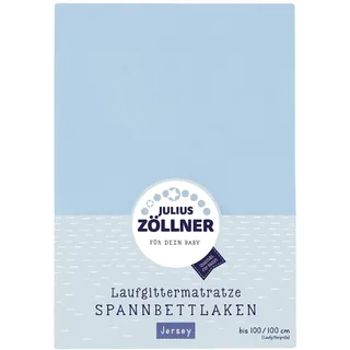 Julius Zöllner 8390347350 Jersey Spanntuch, passend für Laufgittermatratzen 68x90 bis 100x100 cm, Hellblau