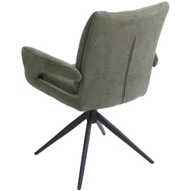 Mendler 6er-Set Esszimmerstuhl HWC-O78, Küchenstuhl, drehbar Auto-Return, Stoff/Textil Chenille (310g/m2) grün