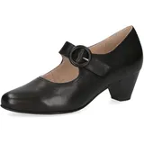 CAPRICE Damen Pumps mit Riemen aus Leder mit Blockabsatz, Schwarz | Gr.: 39