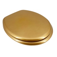 ADOB WC Sitz Klobrille Holzkern Farbe Gold, extrem stabil, messing verchromte Scharniere, WC-Brille WC-Deckel, 85069