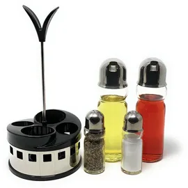 DanDiBo Ambiente Menage-Set Essig und Öl Spender Glas Edelstahl 209 Silber