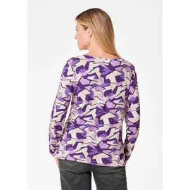 GOLDNER Kurzgröße: Langarm Viskose-Jersey Shirt mit Print in lila / gemustert | Gr.: 19