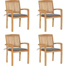 vidaXL Stapelbare Gartenstühle mit Kissen 59,9 x 96,1 x 27,8 cm braun 4 St.