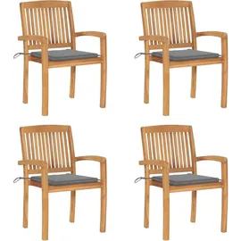 vidaXL Stapelbare Gartenstühle mit Kissen 59,9 x 96,1 x 27,8 cm braun 4 St.