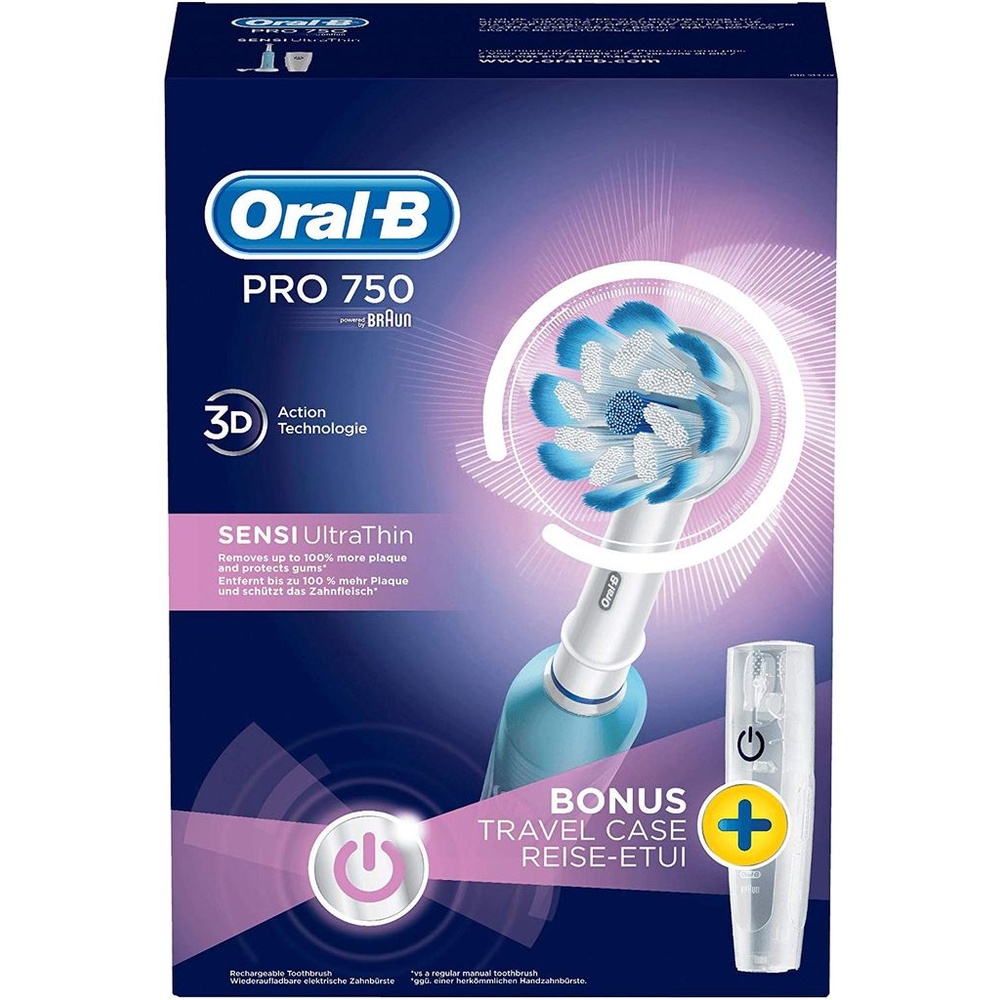 Oral B Pro 1 750 blau + Reiseetui ab 42,42 € im Preisvergleich!