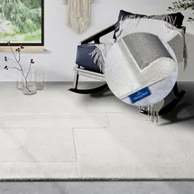 Villeroy & Boch Wollteppich Charlotte, rechteckig, Höhe: 10 mm, Läufer, Handgewebt, Wolle, Natur, Läufer, Wohnzimmer, Geometrie beige 120 cm x 170 cm x 10 mm