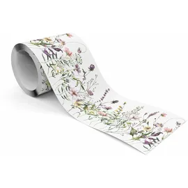 Muralo - Selbstklebende Bordüre - Tapetenbordüre Wandbördure - Dekorative Wandtatto für Wände, Möbel, Decken, Tapeten, Wandverkleidungen, Türen - Aquarellblumen - Br.10cm x Hö.300cm